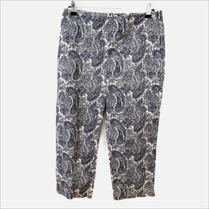Talbots Heritage Fit Flat Front Mid/High Rise  Paisley Patterned Cropped Pants